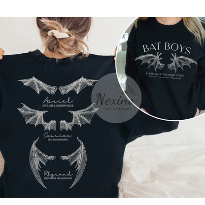 The Bat Boys Double-Sided Shirt, Retro Bat Boys Crew Shirt, Vintage Acotar Shirt, Bookish Shirt, The Bat Boys Fan Club, Gift for him