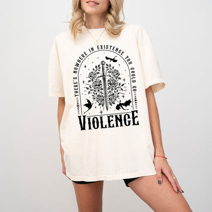Nowhere in Existence Violence Vintage Shirt, Violet Sorrengail, Bookish Shirt, Fourth Wing, Gifts for Readers, Fantasy Book Dragon