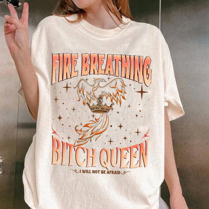 Fireheart Queen Aelin Comfort Colors Shirt, Throne Of Glass Fan T Shirt, Kingsflame The Thirteen,She Will Not Be Afraid, Book Lover Tog Gift