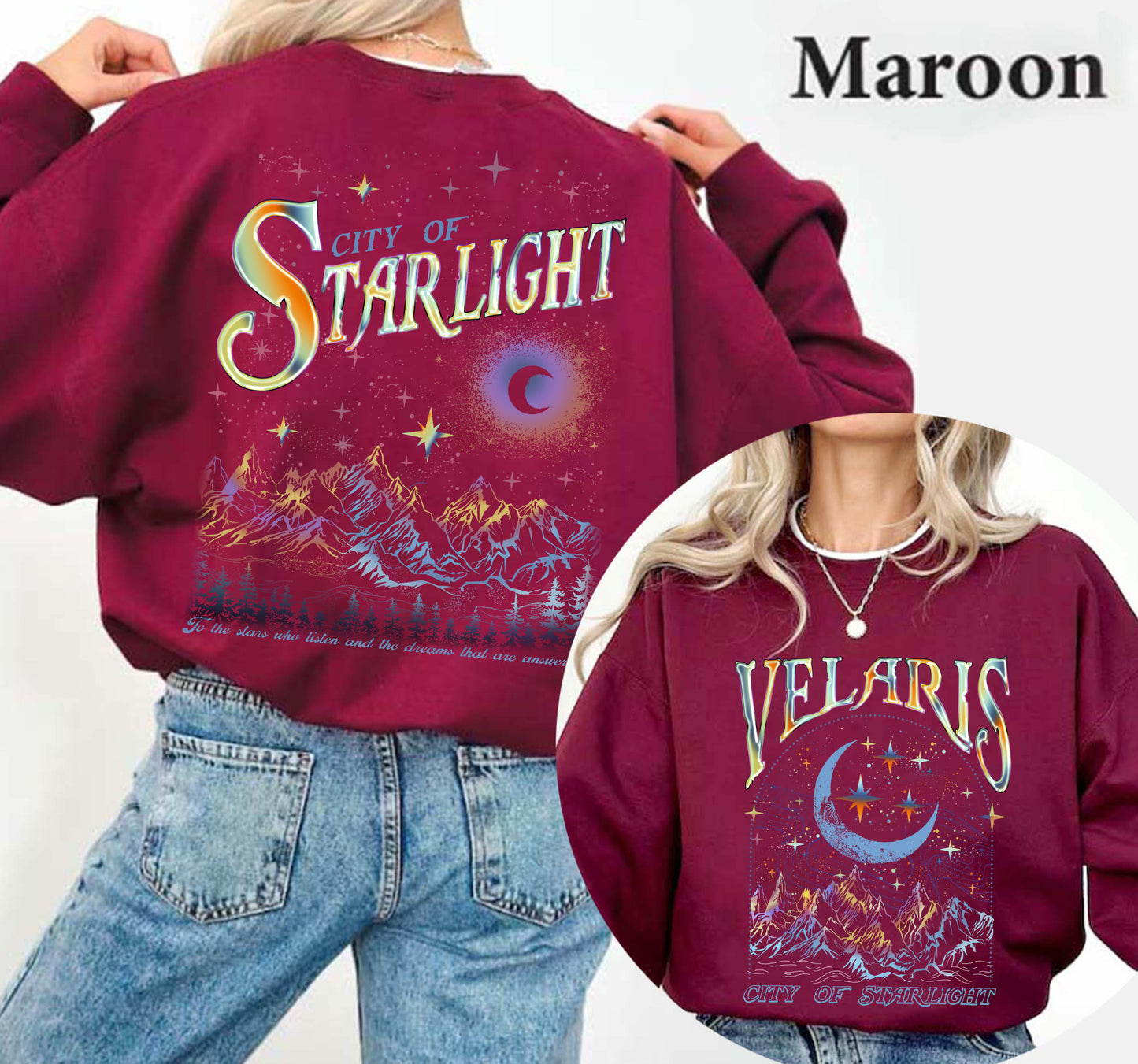 Velaris City Of Starlight ACOTAR Two-Sided Sweatshirt, The Night Court Shirt, Court of Dreams, Rhysand, Cassian, Sarah J Maas, Booklover Tee