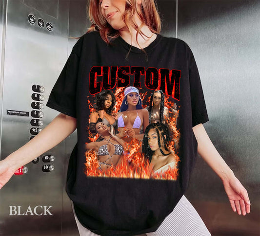 Custom Bootleg Rap T shirt, Personalized Girlfriend Picture Shirt, Customized Photo Shirt, Insert Your Design T-shirt, Vintage Custom Tshirt