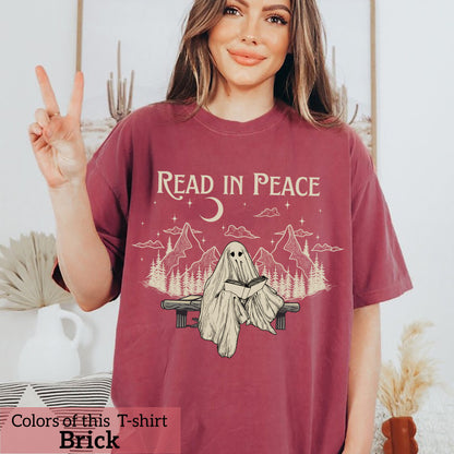 Book Lover Halloween Shirt, Funny Ghost Book Nerd, Teacher Halloween Gift, Librarian Merch, Ghost Book Lover