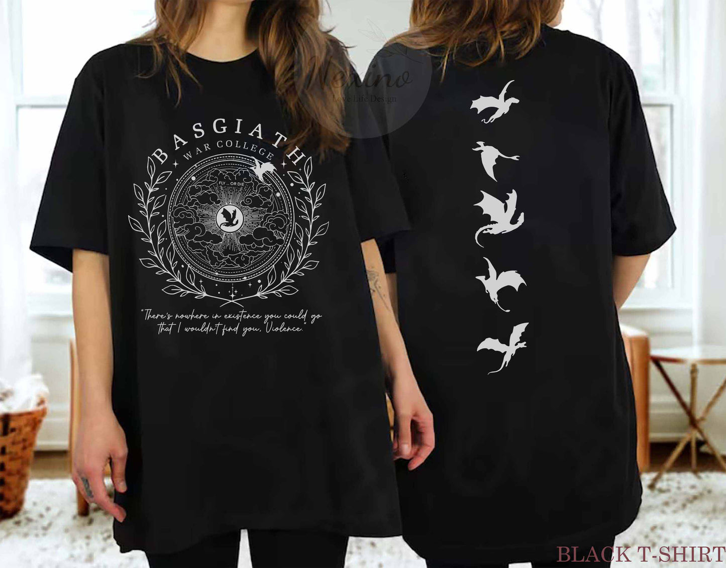 Basgiath War College Double-Sided Shirt Fourth Wing Shirt Dragon Rider Shirt Bookish Shirt Vintage Basgiath War College Rebecca Yarros The Empyrian Series