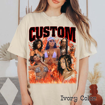 Custom Bootleg Rap T shirt, Personalized Girlfriend Picture Shirt, Customized Photo Shirt, Insert Your Design T-shirt, Vintage Custom Tshirt