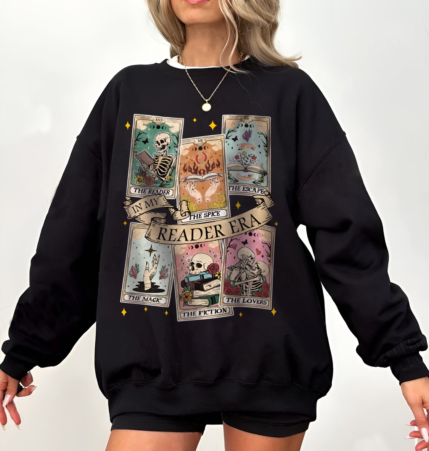 Vintage The Reader Tarot Card Shirt, Skeleton Reading Shirt, Unisex Tarot Card Shirt, Book Lover Gift, Bookish Gift,Tarot Lover Gift