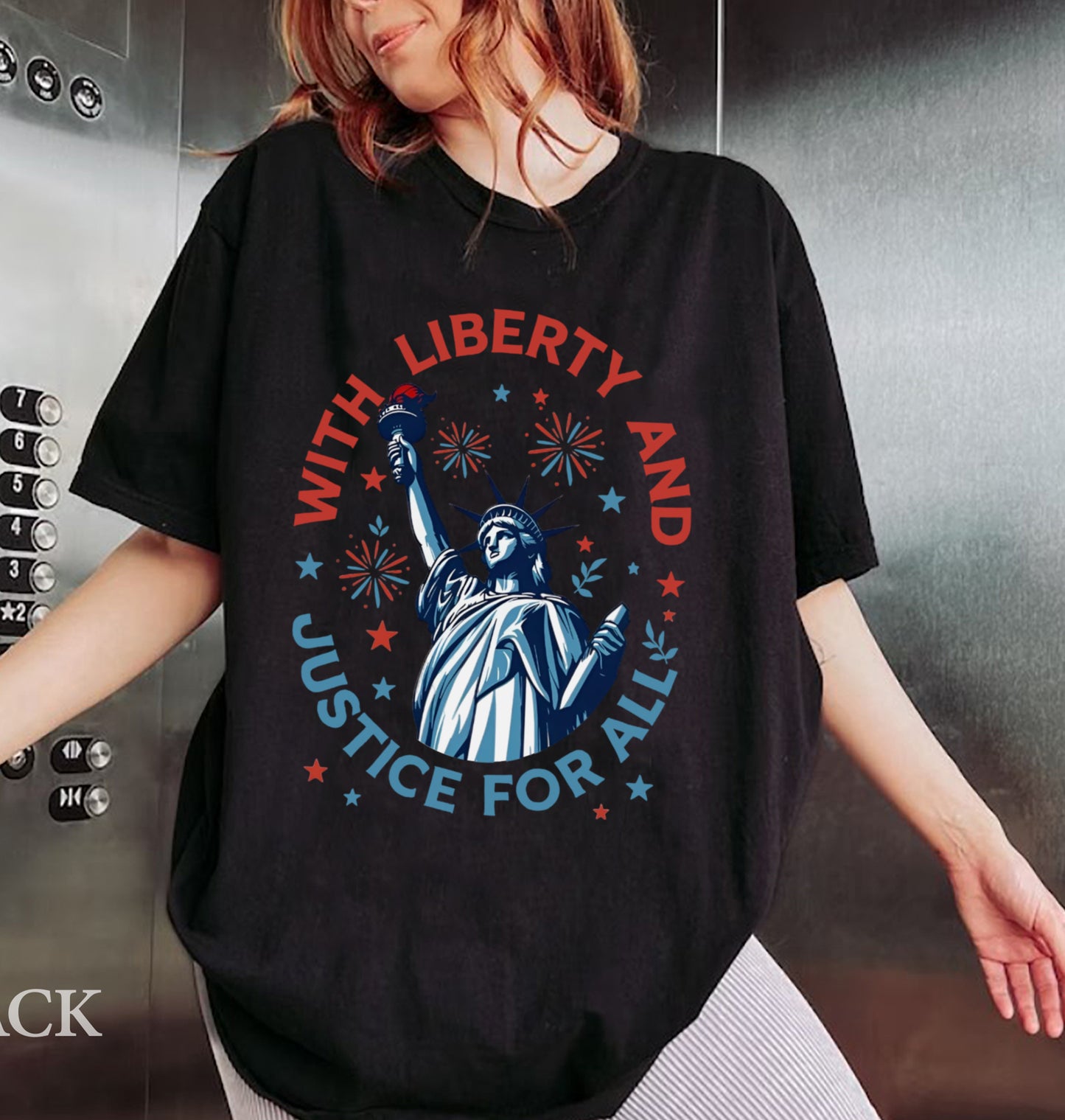Statue of Liberty T-Shirt, With Liberty and Justice For All Shirt, Patriotic 4th of July Tee, Independence Day Freedom USA America Shirt