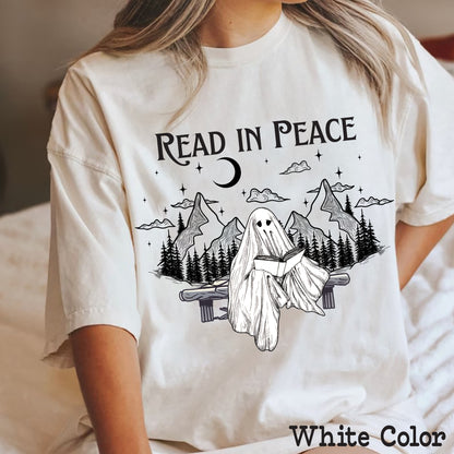Book Lover Halloween Shirt, Funny Ghost Book Nerd, Teacher Halloween Gift, Librarian Merch, Ghost Book Lover