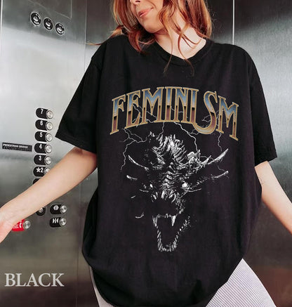 Feminism Dragon Fantasy shirt Feminist T-Shirt Feminist art Womens Empowerment Death Metal Shirt, Weirdcore, Ironic Shirt