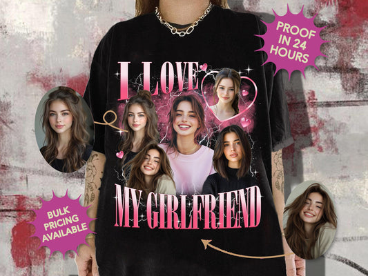 Custom Girlfriend Shirt, Boyfriend Comfort Colors Shirt, Face Shirt, Bachelorette Surprise, Personalized Birthday Bootleg Gift, Group Shirt