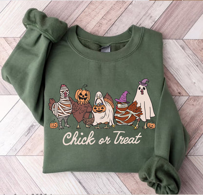 Halloween Chick or Treat Shirt, Halloween Chicken Shirt, Halloween Funny Chicken Sweatshirt, Ghost Chicken Sweatshirt, Chicken Lovers Shirt