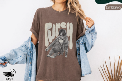 Monkey Punch Comfort Colors® T-Shirt, Baby Monkey Holding Plush Toy, Baby Monkey Punch Shirt, Trendy Shirt, Trend Viral Baby Monkey Tshirt