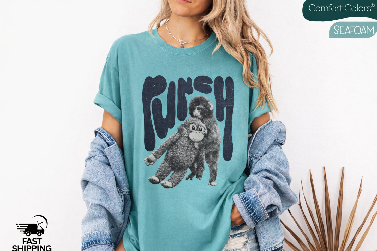 Monkey Punch Comfort Colors® T-Shirt, Baby Monkey Holding Plush Toy, Baby Monkey Punch Shirt, Trendy Shirt, Trend Viral Baby Monkey Tshirt