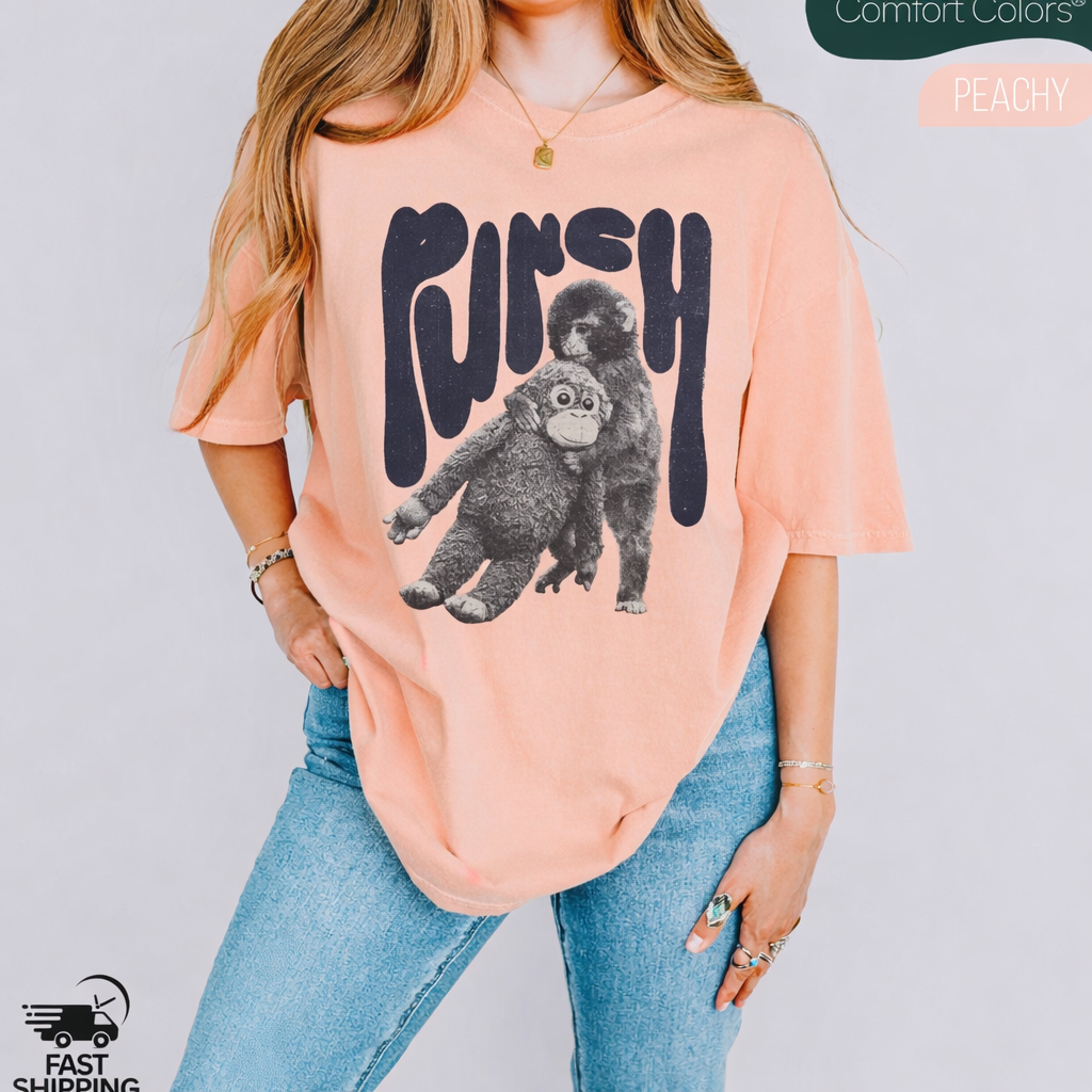Monkey Punch Comfort Colors® T-Shirt, Baby Monkey Holding Plush Toy, Baby Monkey Punch Shirt, Trendy Shirt, Trend Viral Baby Monkey Tshirt