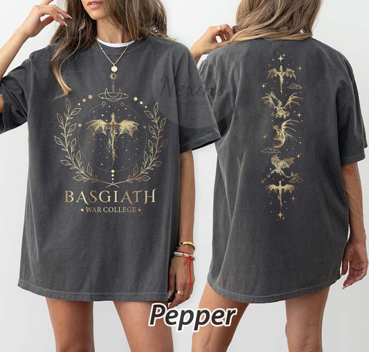 Basgiath War College 2-Sided Sweatshirt, Fourth Wing Comfort colors Shirt, Dragon Rider Shirt, Rebecca Yoros, Fourth Wing, Violet Sorrengail
