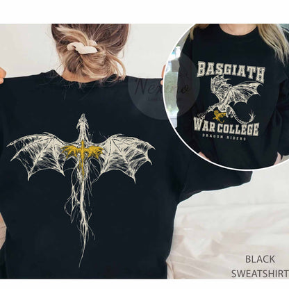 Basgiath War College Double-side Comfort Color Shirt, Fourth Wing Tee, Dragon Rider, Rebecca Yoros, Fourth Wing, Violet Sorrengail, Bookish