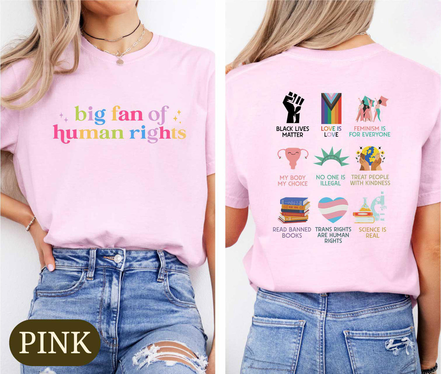 Big Fan Of Human Rights Shirt, Equality Sweatshirt, Human Rights Top, Social Justice Gift For Activist, Anti Trump T-shirt, Rainbow LGBT Tee