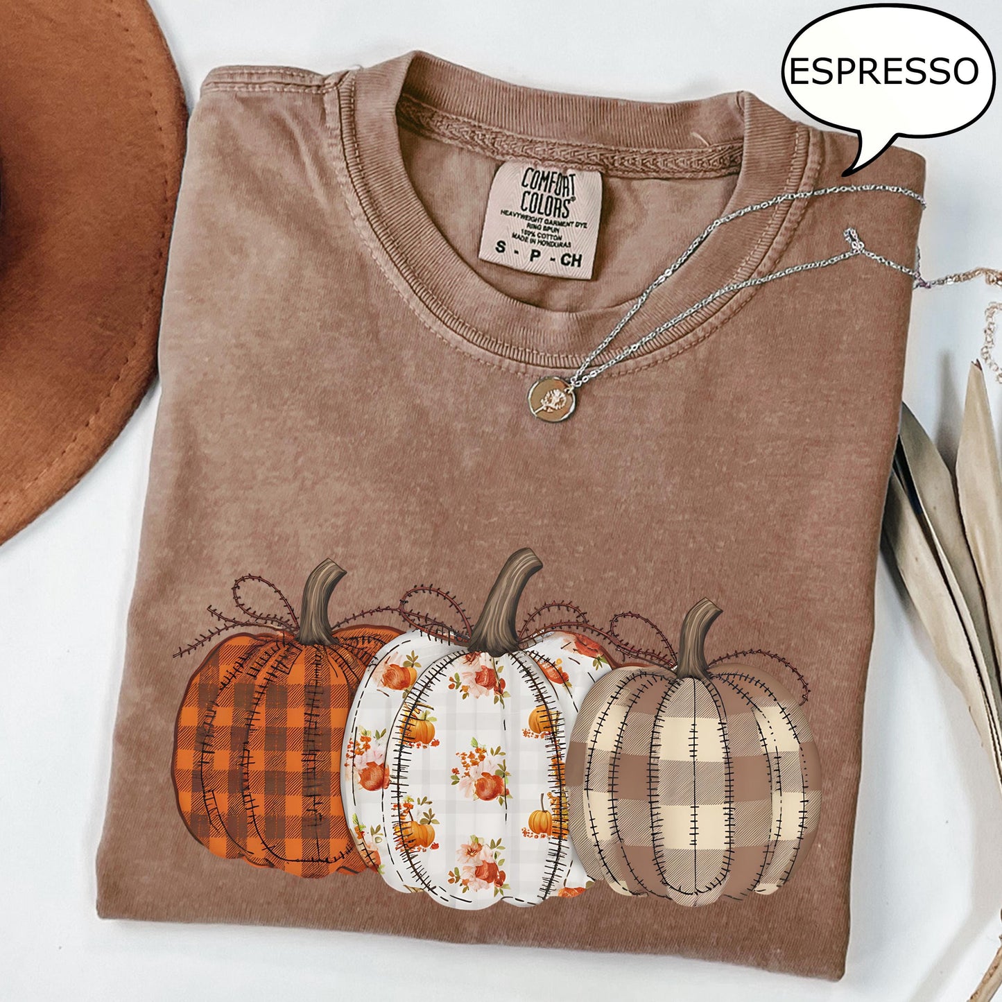Fall Pumpkin T-Shirt, Autumn Fall Shirt, Thanksgiving Shirt, Pumpkins Shirt, Checkered Pumpkin Shirt