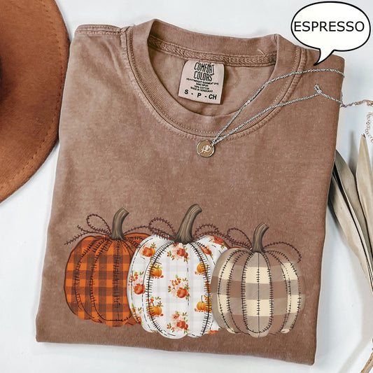Fall Pumpkin T-Shirt, Autumn Fall Shirt, Thanksgiving Shirt, Pumpkins Shirt, Checkered Pumpkin Shirt