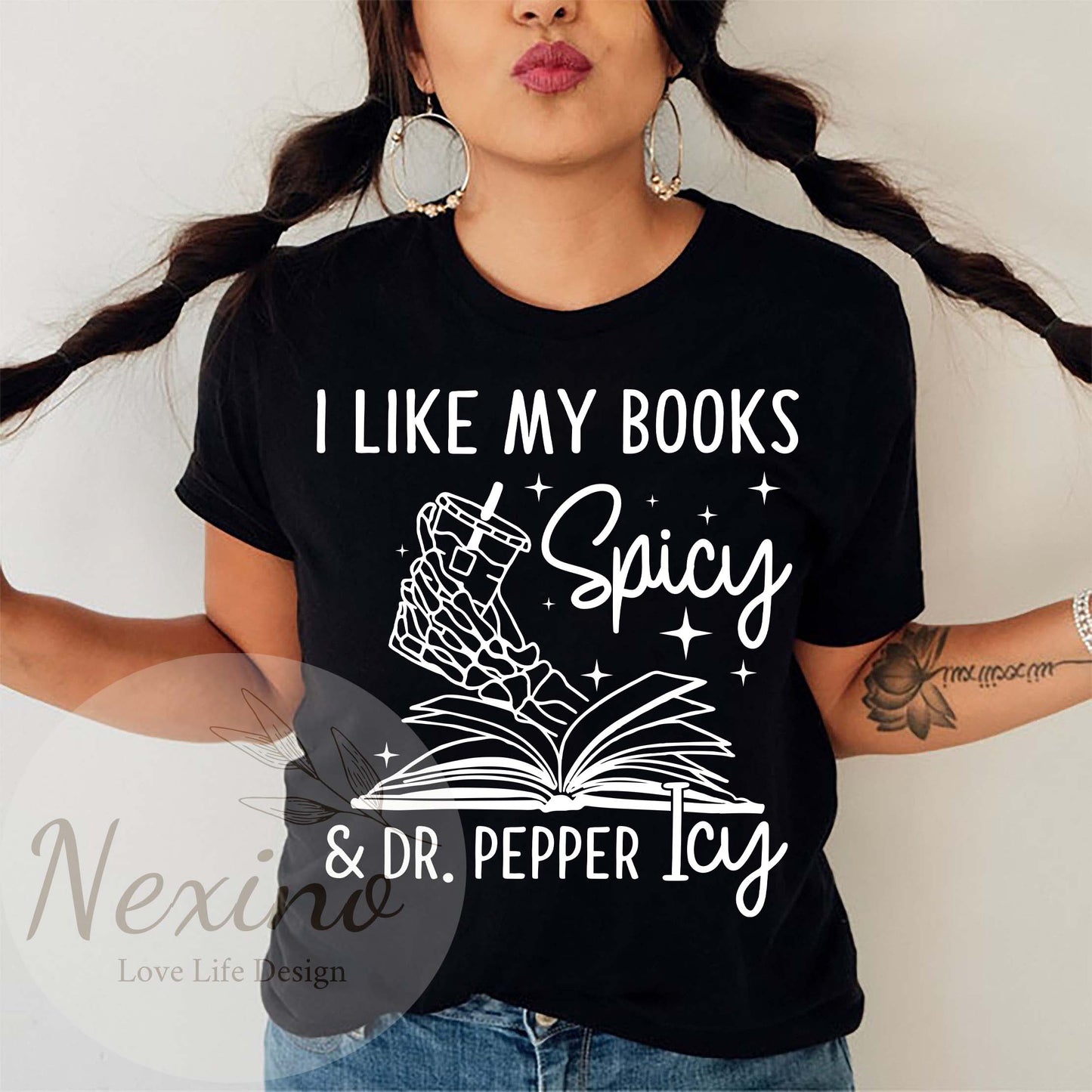 I Like My Books Spicy & My Dr. Pepper Icy Shirt, Bookish Gifts, Booktok Merch, Smut Reader, Bookish Merch, Gift for a Reader, Funny shirt