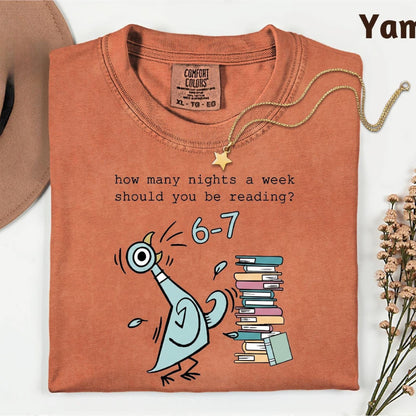 How Many Nights A Week Should You Be Reading 6-7 T-Shirt, Pigeon Elephant Piggie Children's Books Sweatshirt, Teacher 6 7 Tee