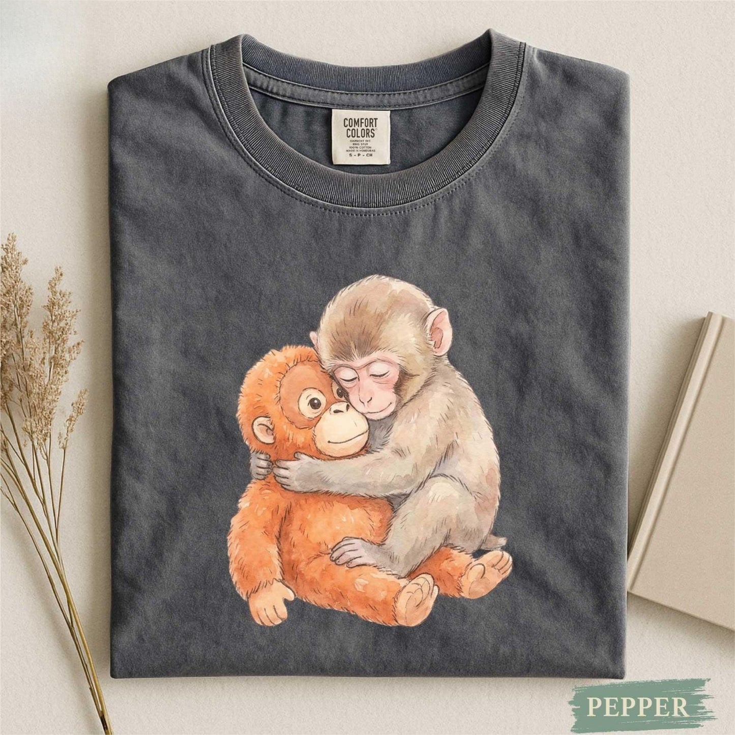 Monkey Punch Comfort Colors® Shirt, Monkey Punch Graphic Tee, Baby Monkey Plush Top, Mothers Day Tee, Animal Lover Mother Gift Cute Cozy Mom