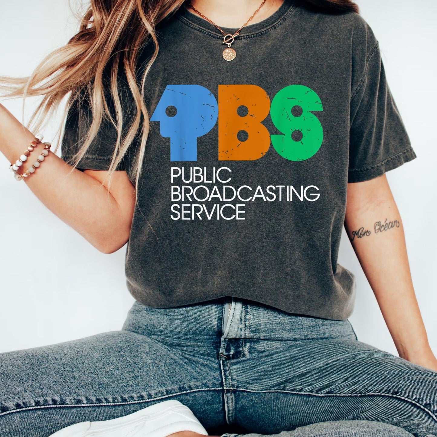 Protect PBS Logo T-shirt, Retro Public Broadcasting Service Shirt, 70s 80s Nostalgia Shirt, Classic TV Fans Gift, Political Protest Tee