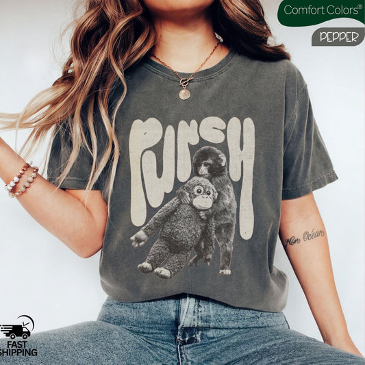 Monkey Punch Comfort Colors® T-Shirt, Baby Monkey Holding Plush Toy, Baby Monkey Punch Shirt, Trendy Shirt, Trend Viral Baby Monkey Tshirt