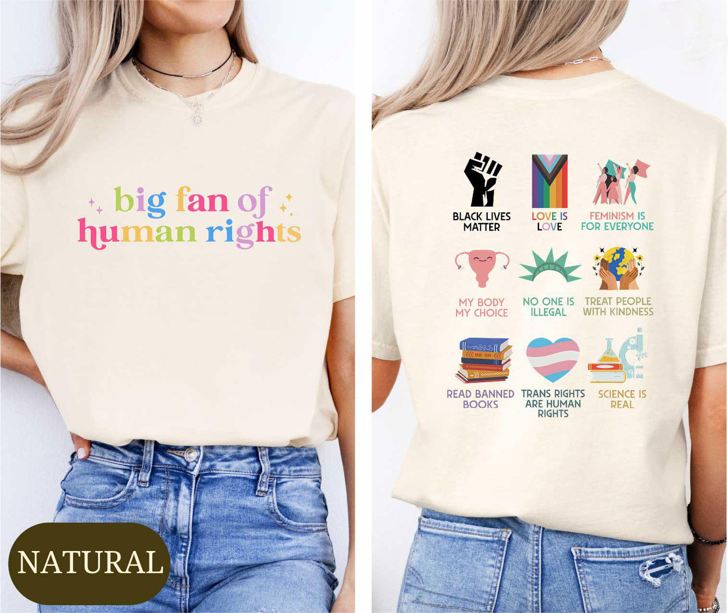Big Fan Of Human Rights Shirt, Equality Sweatshirt, Human Rights Top, Social Justice Gift For Activist, Anti Trump T-shirt, Rainbow LGBT Tee