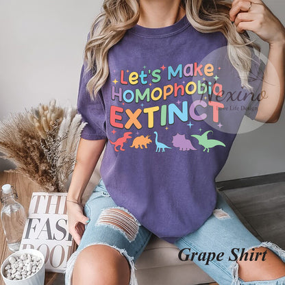 Make Homophobia Extinct Comfort Colors Shirt, Gay Pride Shirts, Equality Shirt, Rainbow Dinosaur Shirts, Allysaurus Lgbt Sweatshirt