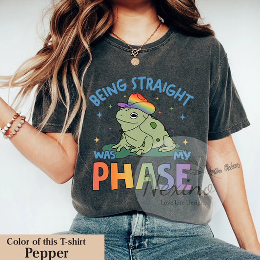 Being Straight Was My Phase Sweatshirt, Pansexual Apparel, Queer T-Shirt, Funny Gay Pride Tees, Frog Lgbt Shirt, Trendy Quote Shirt