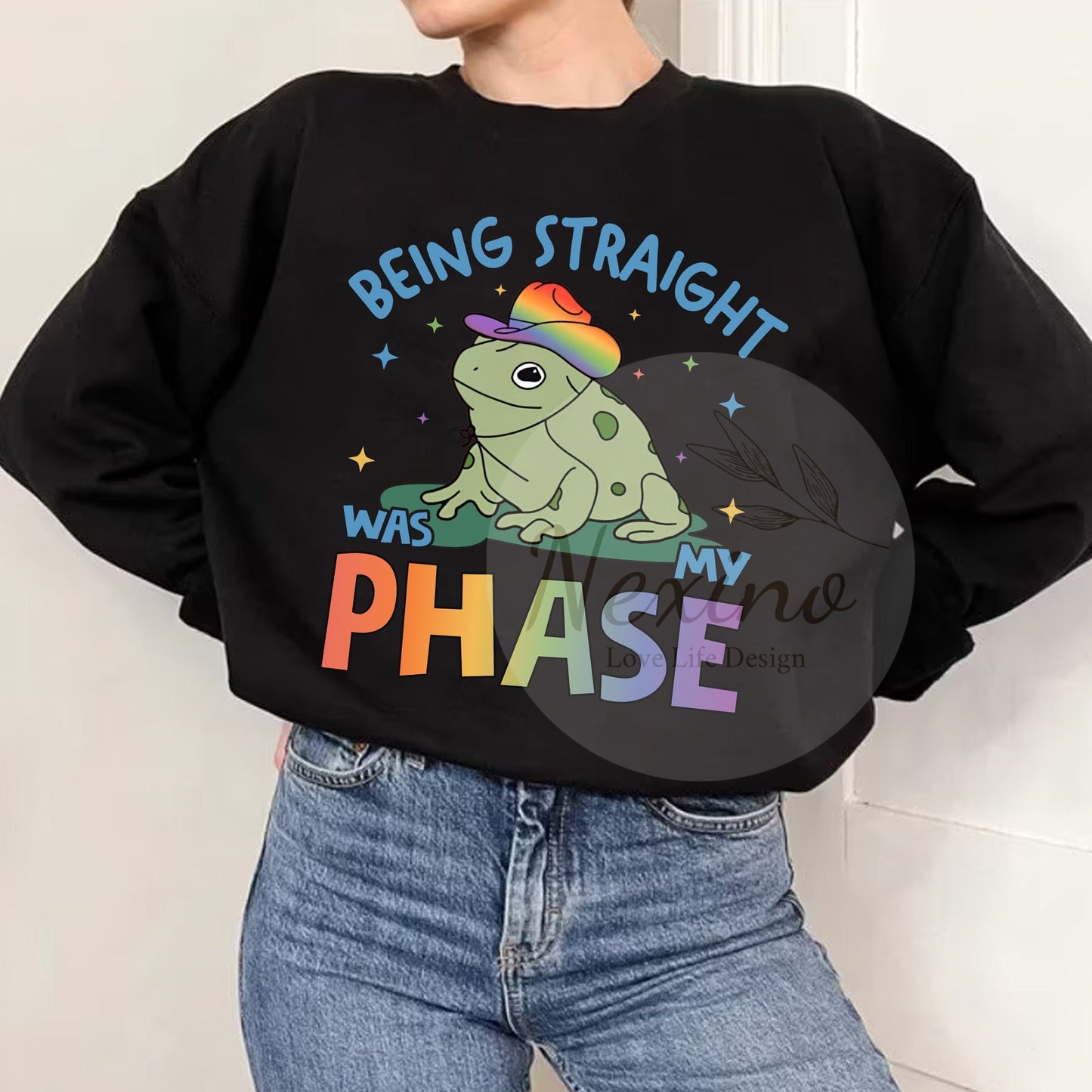Being Straight Was My Phase Sweatshirt, Pansexual Apparel, Queer T-Shirt, Funny Gay Pride Tees, Frog Lgbt Shirt, Trendy Quote Shirt