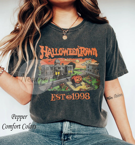Vintage Halloween Town Est 1998 Comfort Colors Shirt, Halloweentown Sweatshirt, Pumpkin Halloween Party, Retro Halloweentown University Shirt, Vintage Halloween Shirt
