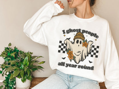 I Ghost People All Year Round Shirt, Halloween Party Shirt, Ghost Shirt, Gift For Halloween, Funny Halloween Shirt, Ghost People Shirt, Spooky Vibes Shirt, Halloween Sweatshirt, Cool Ghost Halloween