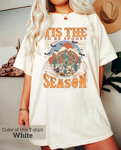 Tis The Season To Be Spooky, Tis The Season Halloween Sweatshirt Witch Shirt Skeleton Fall Halloween Crewneck Fall Shirts Spooky Season Shirt Pumpkin