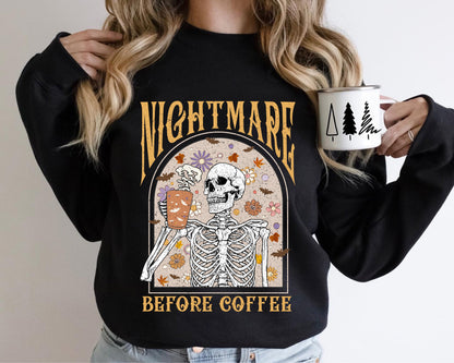 Nightmare Before Coffee Shirt, Funny Halloween Shirt, Skeleton Halloween Shirt, Halloween Coffee Shirt, Coffee Lover Shirt, Nightmare Before Coffee Funny Halloween Shirt