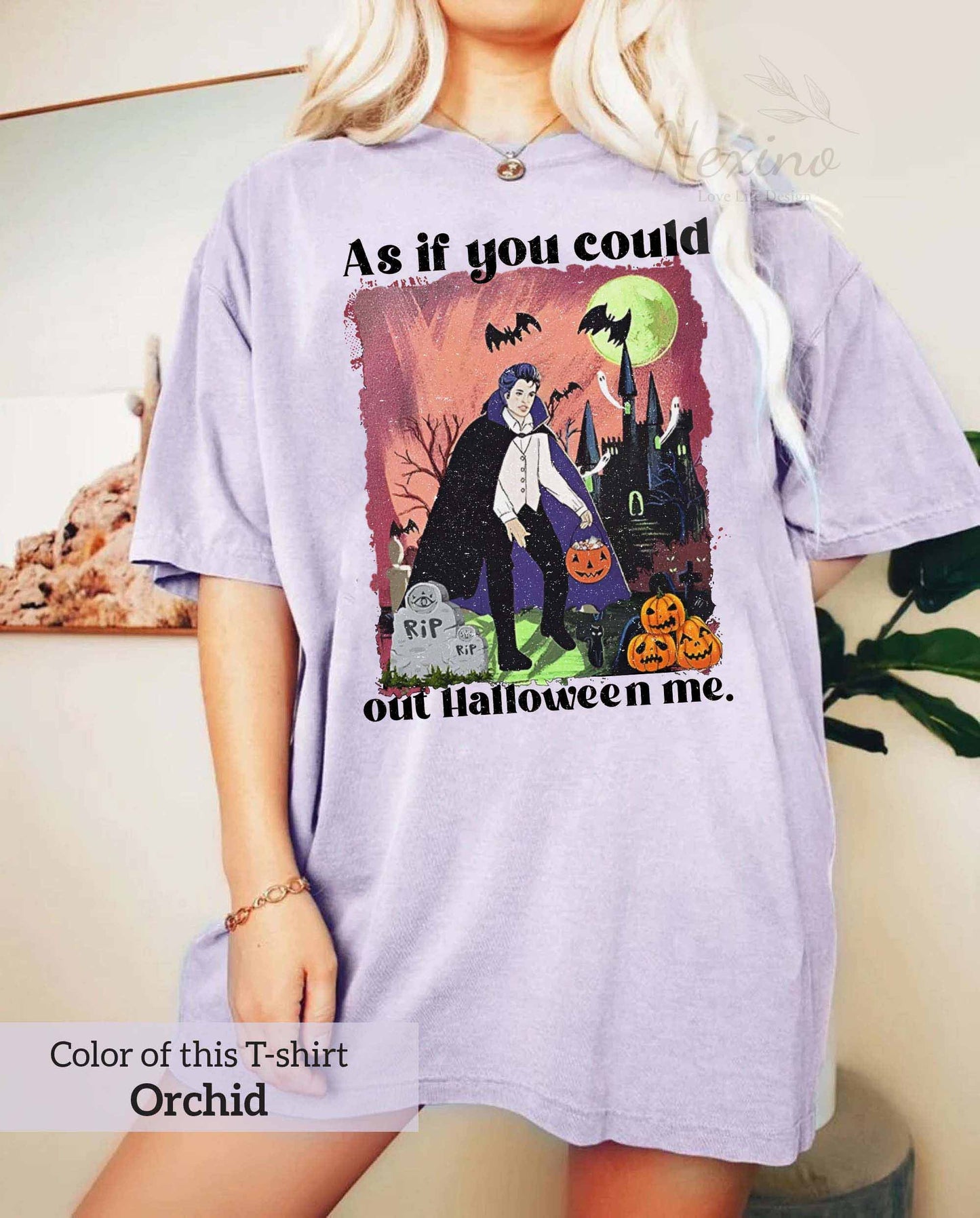 Vampire Halloween Shirt – As If You Could Out Halloween Me Tee, Funny Spooky Costume, Gift for Husband