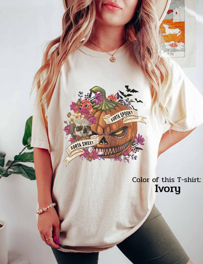Sorta Sweet Sorta Spooky Pumpkin Shirt Halloween Gift ,Spooky Season Outfit, Fall Shirt, Spooky Vibes Clothing,Pumpkin Tee,Halloween Tshirt