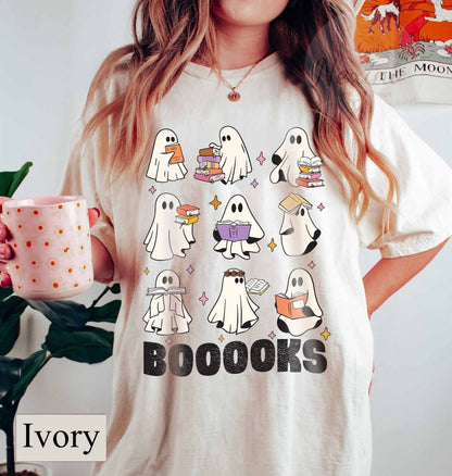 Ghost Reading Shirt Teacher Halloween Shirt, Librarian Shirt, Book Lover Tshirt, Reading Shirt, Teacher Shirt, Halloween School Shirt