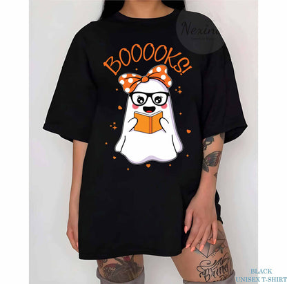 Retro Ghost Book Reading Shirt Halloween Teacher Shirt, Read More Books, Ghosts Reading Shirt, Librarian Shirt, Spooky Teacher Ghost