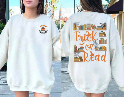Trick Or Read Sweatshirt, Halloween Library shirt, Teacher Halloween Shirt, Book Lover Shirt, Halloween Shirt For Teacher, Halloween Reading shirt, Book Club shirt