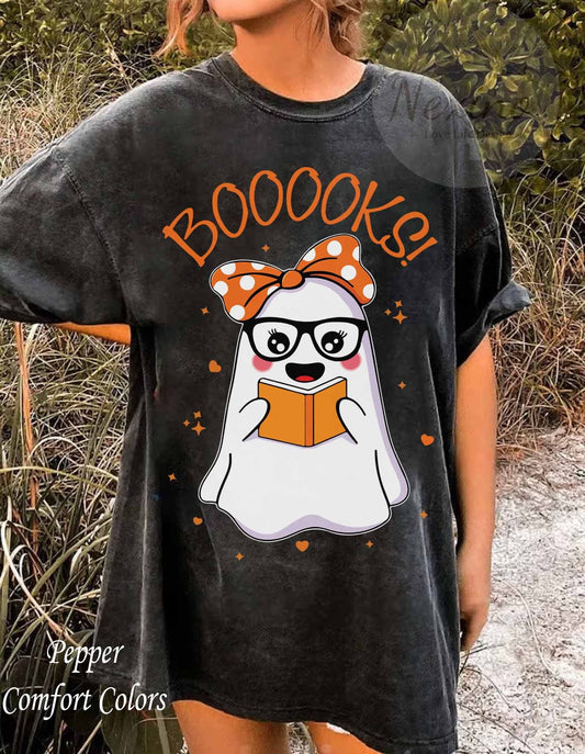 Retro Ghost Book Reading Shirt Halloween Teacher Shirt, Read More Books, Ghosts Reading Shirt, Librarian Shirt, Spooky Teacher Ghost