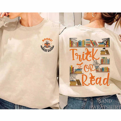 Trick Or Read Sweatshirt, Halloween Library shirt, Teacher Halloween Shirt, Book Lover Shirt, Halloween Shirt For Teacher, Halloween Reading shirt, Book Club shirt