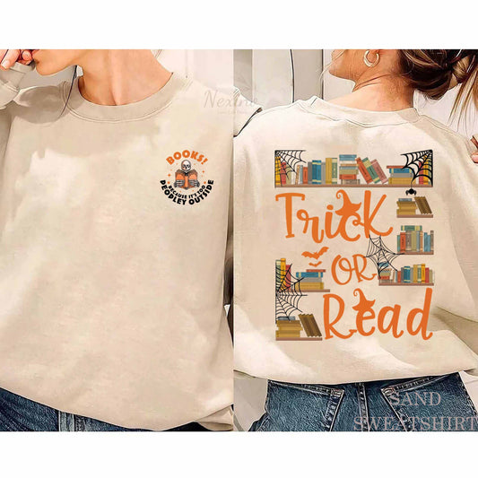 Trick Or Read Sweatshirt, Halloween Library shirt, Teacher Halloween Shirt, Book Lover Shirt, Halloween Shirt For Teacher, Halloween Reading shirt, Book Club shirt