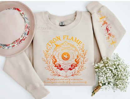 Iron Flame Sleeve Printed Shirt, Basgiath War College Sweatshirt, Dragon Rider, Fourth Wing Shirt, Rebecca Yoros, Violet Sorengial, Bookish Shirt