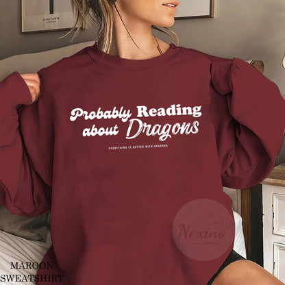 Probably Reading About Dragons Comfort Colors Gildan Shirt, Fourth Wing Shirt, Bookish Shirt, Booktok Merch, Librarian Gift, Book Lover, Dealing With Dragons