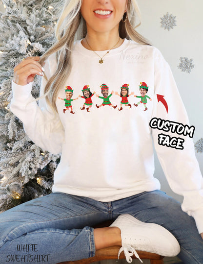 Custom Face Christmas Family Xmas Leds, Personalized Family Photo Ugly Sweater, Ugly Christmas Pattern, Christmas Gift, Christmas Sweatshirt