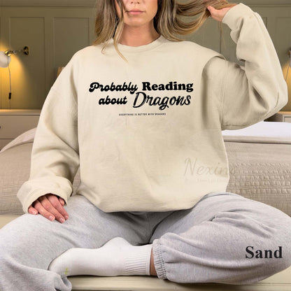 Probably Reading About Dragons Comfort Colors Gildan Shirt, Fourth Wing Shirt, Bookish Shirt, Booktok Merch, Librarian Gift, Book Lover, Dealing With Dragons