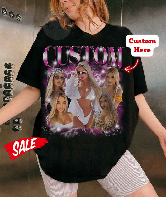 Custom Bootleg Rap Tee, Girlfriend, Boyfriend Tee, Shirt with Face Photo Vintage T Shirts, Your Own Picture Idea, Personalized Birthday Gift