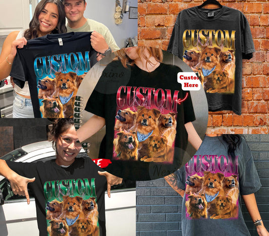 90s Pet Bootleg Comfort Colors Shirt, Retro Collage Personalized Pet Shirt, Custom Pet Potrait Photo Shirt, Vintage Pet Lovers Gifts