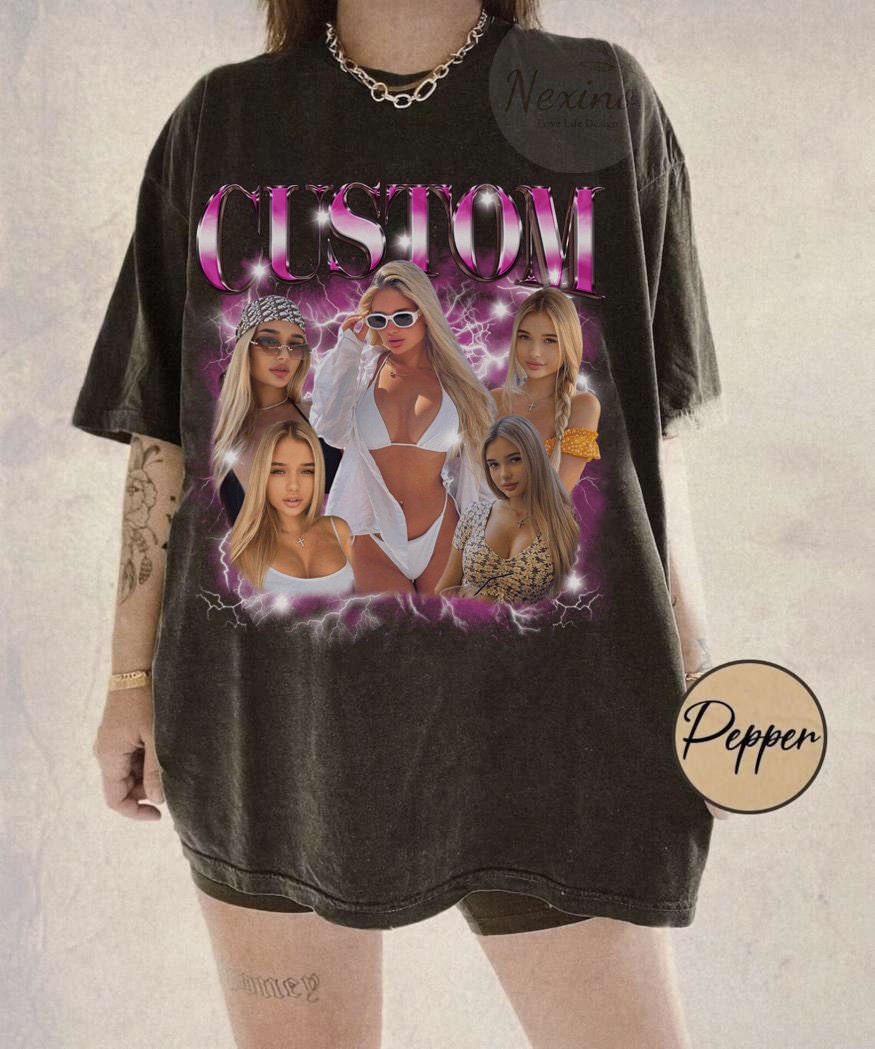 Custom Bootleg Rap Tee, Girlfriend, Boyfriend Tee, Shirt with Face Photo Vintage T Shirts, Your Own Picture Idea, Personalized Birthday Gift